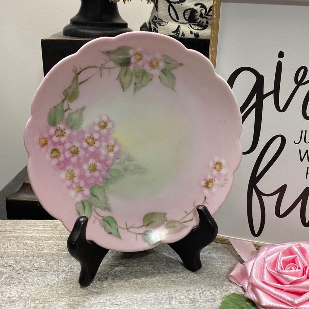 Vintage Rosenthal Bavaria Pink Scalloped Floral Plate!